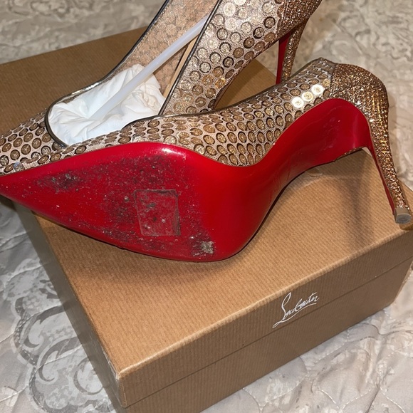 Christian Louboutin heels lace 554 100 Reyes/Paill nude size 37.5 - Picture 5 of 5